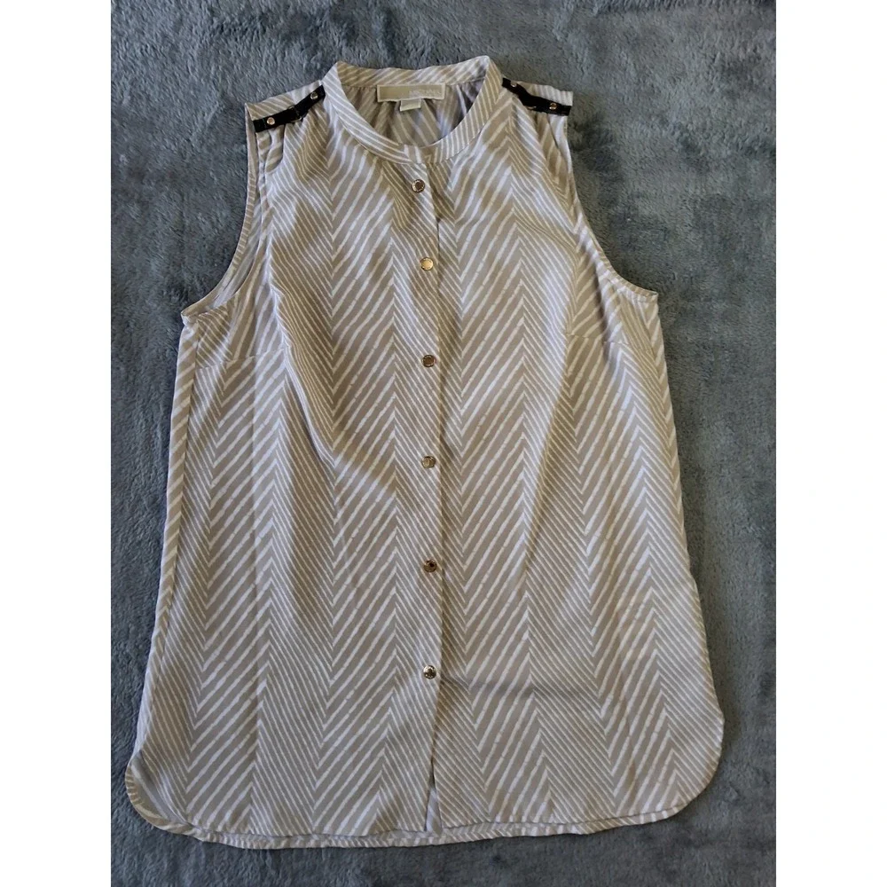 Women's‎ Michael Kors Sz Small Sleeveless Blouse Top Striped Preppy